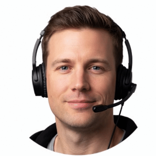 Animated male chatbot assistant with headset